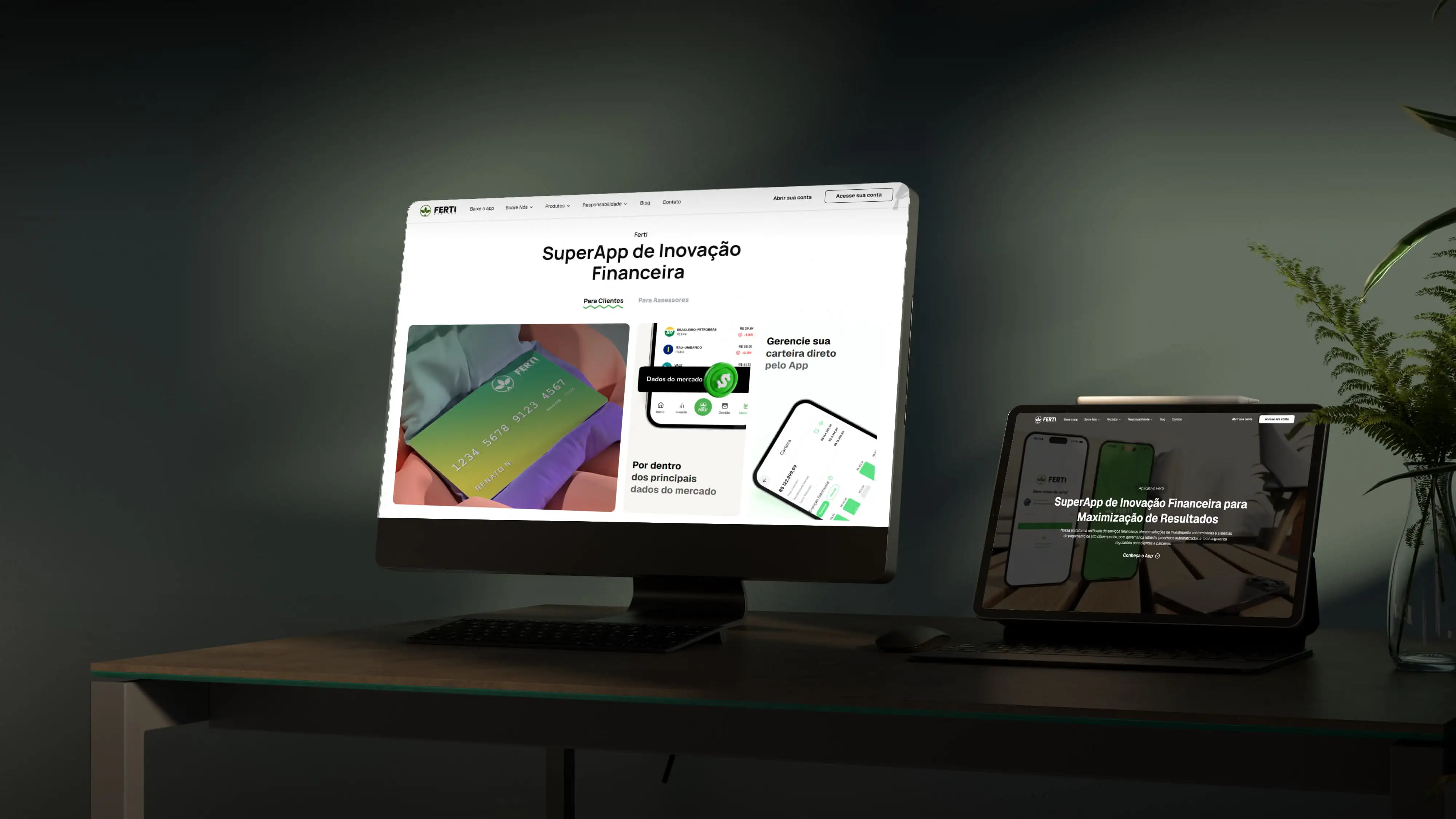 Ferti website homepage highlighting sectors and financial solutions