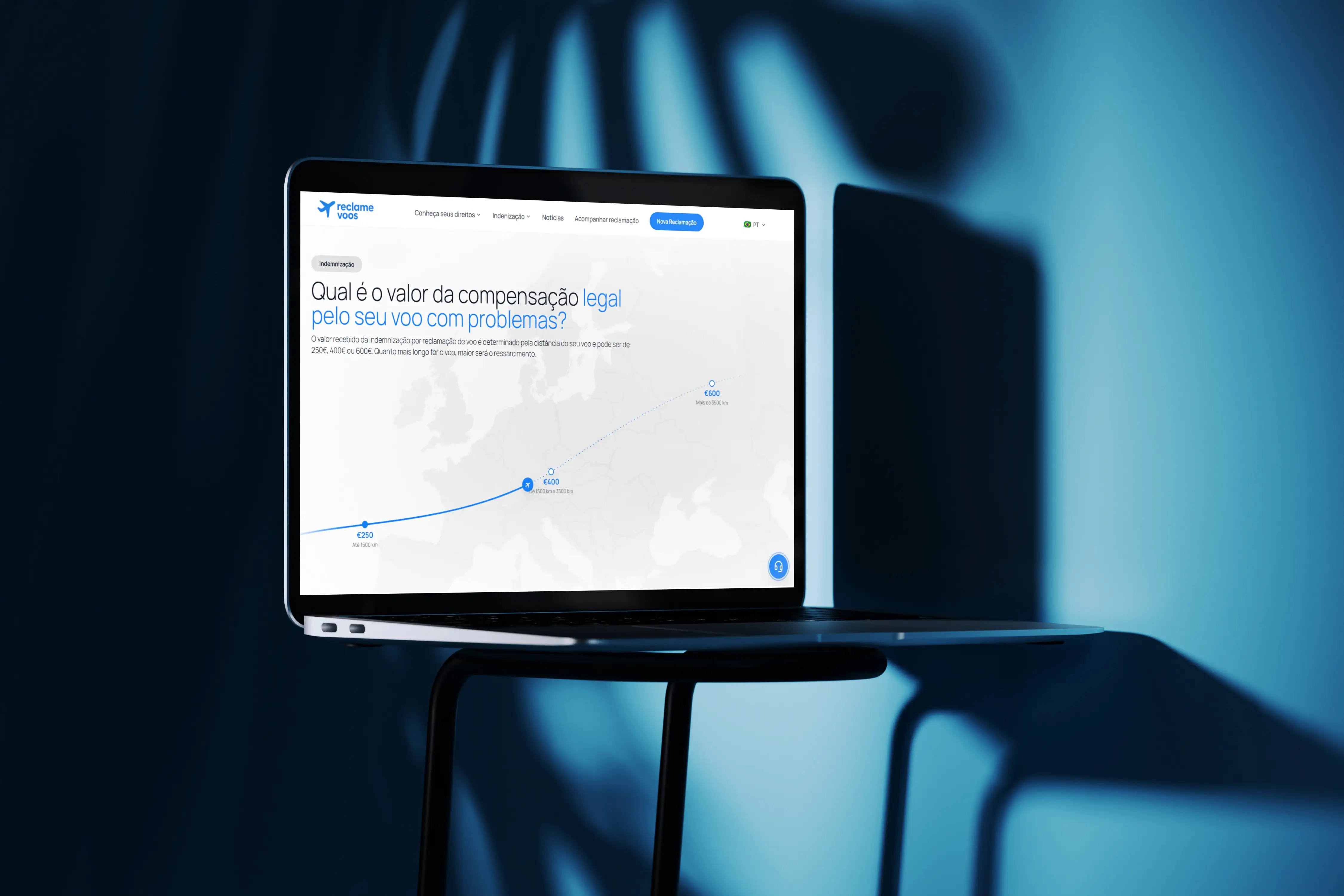 ReclameVoos homepage highlighting the new claim form